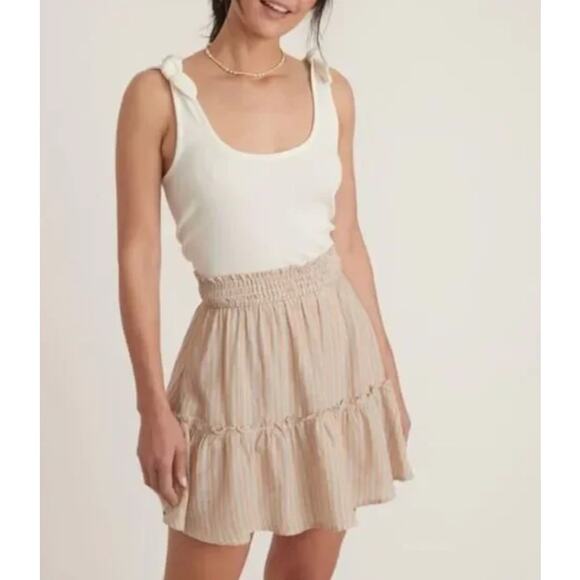 Marine Layer Smocked Mini Skirt Multi Stripe Women's Small Summer Casual
